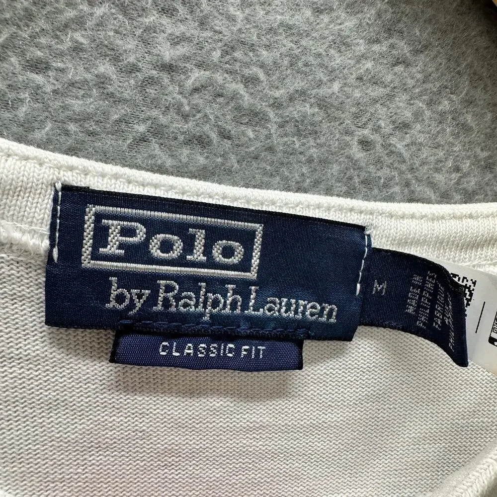 Polo Ralph Lauren Shirt Womens Medium Nautical Stripe Blue White Cotton Naval - Picture 2 of 9